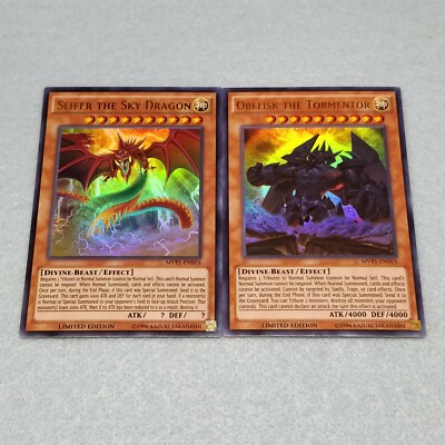 Yugioh Ultra Rare Egyptian God Card Set Slifer the Sky Dragon Obelisk Tormentor-image