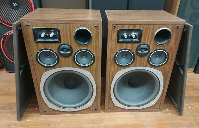 Pair FISHER LXI Floor Speakers 4-way w Refoamed 15s 100w 8Ohm NICE Cabinets JAM!-image