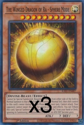 3X Yugioh The Winged Dragon of Ra-Sphere Mode RA01-EN007 Ultra Rare 1st Ed NM-image