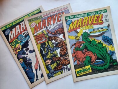 Marvel Comic 342 343 344 bundle weekly Marvel UK Comics 1979 Godzilla Ms Marvel-image