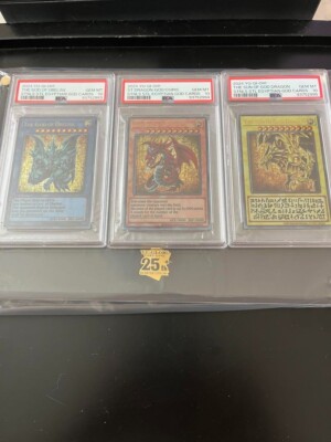 YuGiOh TCG 25th Anniversary Stainless Steel Egyptian God Card  SET PSA10-image
