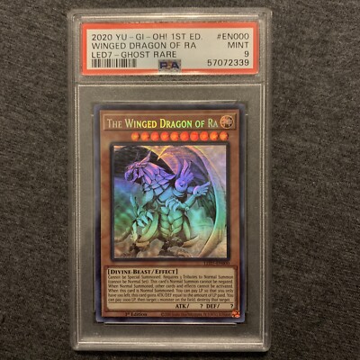 YUGIOH PSA 9 Winged Dragon of Ra 1st Edition Ghost Rare LED7-EN000 MINT NM-image