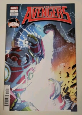 AVENGERS ANNUAL #1 11/2024 NM-/VF+ PETE WOODS GODZILLA VARIANT MARVEL COMICS-image
