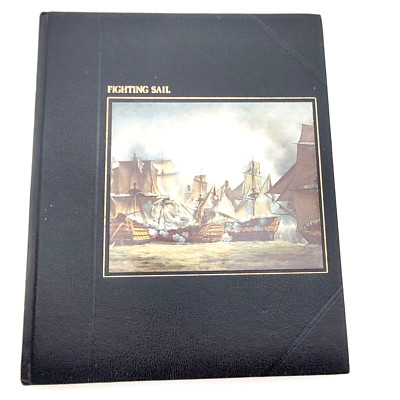 Time Life The Seafarers Fighting Sail Book Vintage Blue Leather Sailing Ship-image
