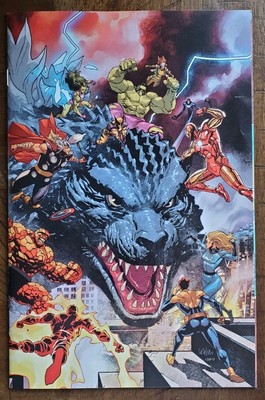 GODZILLA VS. FANTASTIC FOUR #1 LEINIL YU WRAP VIRGIN 2ND PRINT 1:25 VARIANT-image