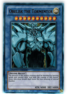 Yugioh! LP Obelisk the Tormentor - YGLD-ENG02 - Ultra Rare - Limited Edition Lig-image