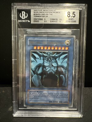 2003 YU-GI-OH Obelisk the Tormentor Secret Rare #GBI-002 BGS 8.5 Near Mint-image