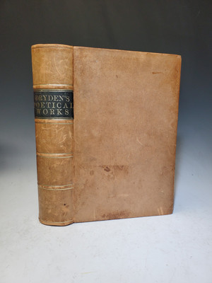 The Poetical Works of John Dryden in a full brown leather binding -image