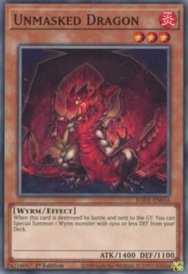  1x Unmasked Dragon - EGO1-EN016 - Common - 1st Edition - Egyptian God Deck: Obe-image