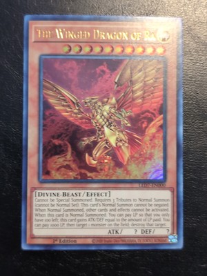 Yu-Gi-Oh ULTRA RARE HOLO CARD THE WINGED DRAGON OF RA LED-EN000 1ST NM/VLP-image