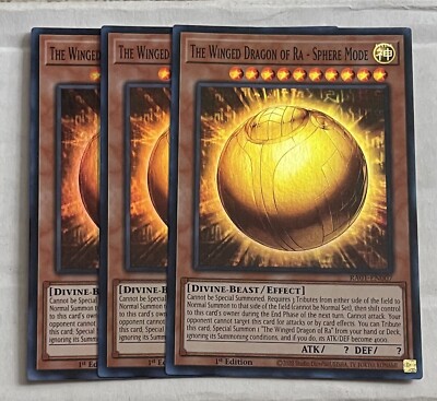 YUGIOH 3x The Winged Dragon of Ra - Sphere Mode RA01-EN007 Super Rare PLAYSET-image