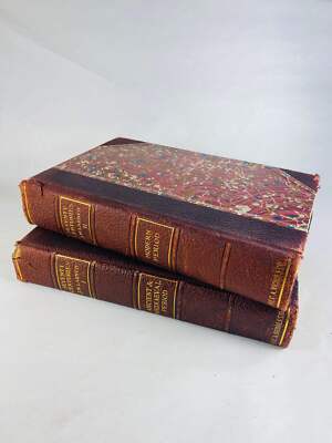 1905 Victorian leather two volume book set Seventy Centuries of the Life of Mank-image