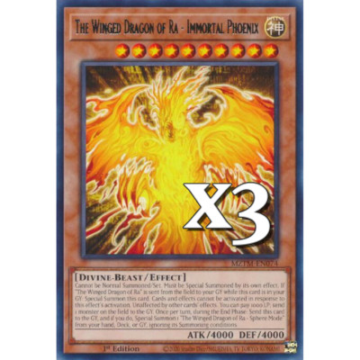 3X The Wing Dragon of Ra - Immortal Phoenix MZTM-ENX Rare NM 1st Ed YUGIOH-image