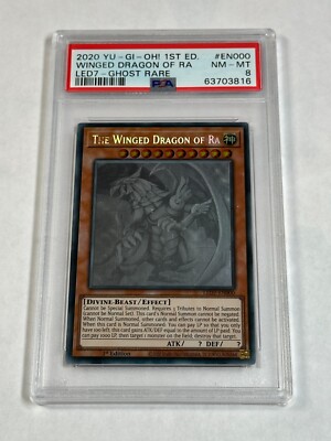 PSA 8 NM 2020 The Winged Dragon of Ra LED7-EN000 Ghost Rare 1st Edition Yugioh-image