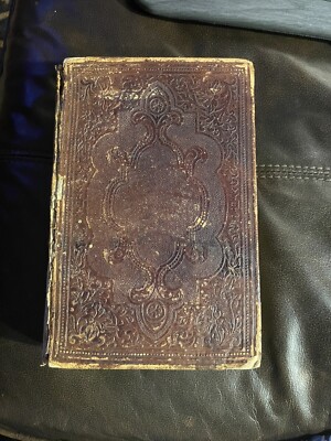 ANTIQUE 1866 THE LIFE OF ABRAHAM LINCOLN  BY HOLLAND—LEATHER TOOLED—ORIG. PLATES-image