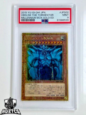 Yugioh - Obelisk the Tormentor - MB01-JPS02 - Millennium Gold Rare - PSA 9-image