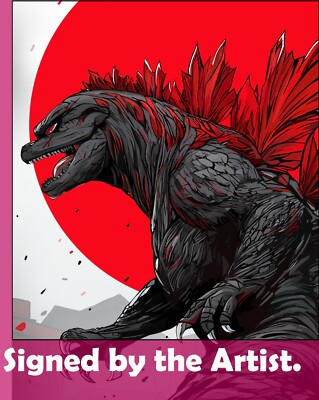 Godzilla (Red Death),  11x17, Anime/Movie art print signed by artist.-image