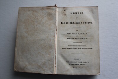 Memoir of James Brainerd Taylor, Second Stereotype Edition (1833); good cond.-image
