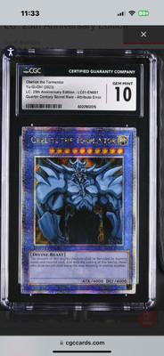 CGC 10 Obelisk the Tormentor LC01-EN001 Quarter Century Rare-image