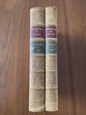 1834 Dunlop’s Memoirs Of Spain - Leather, History, 2V Antique Books-image