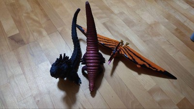 Used Godzilla Figure Set of 3 Monsters King of the Monsters-image