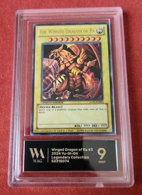 Wag Graded 9 Mint The Winged Dragon of Ra LC01-EN003 Yu-Gi-Oh Slab-image