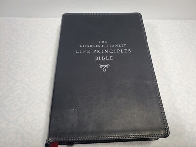 NKJV Charles F. Stanley Life Principles Bible 2nd Edition, Black Leather 2019-image