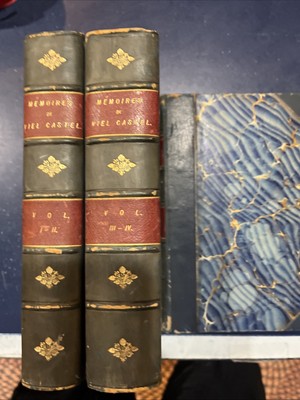 Memoires Napoleon - Horace de Viel Castel 3 Vol. 1883 HCs, Leather & Marbled-image