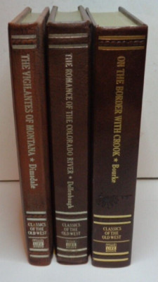 (3) Classics Of The Old West Beautiful Books Leather Bound Reprints + Gold Gilt-image