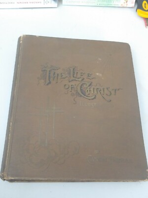 Antique 1890 LIFE OF CHRIST by Farrar Christian Bible Etchings Illustrated Book-image