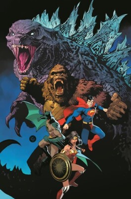 (2023) JUSTICE LEAGUE VS GODZILLA VS KONG #1 1:25 DAN MORA VARIANT COVER-image