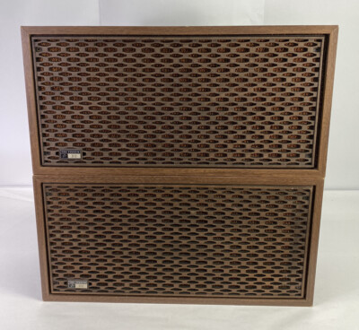 Vintage 1970s THE FISHER 101 Speaker System SET PAIR Tested Work Wood Grates-image
