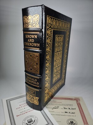 SIGNED ~ KNOWN AND UNKNOWN Easton Press by DONALD RUMSFELD  1ST EDITION Rare COA-image