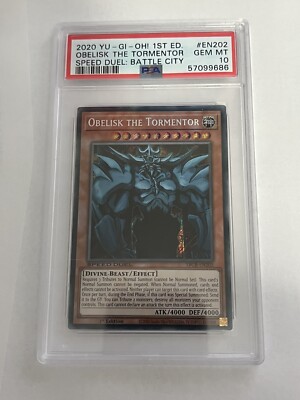 PSA 10 Obelisk The Tormentor 1st Edition Speed Duel Battle City Yu-Gi-Oh! #EN202-image