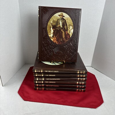 THE OLD WEST 7 VOL.  BROWN LEATHERETTE HARDCOVER VINTAGE TIME-LIFE-image