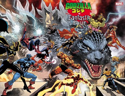 GODZILLA vs FANTASTIC FOUR 1 LEINIL YU WRAPAROUND VARIANT NM WRAP 2025-image