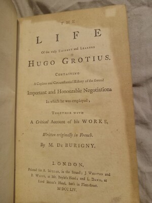 The Life Of The Truly Eminent And Learned Hugo Grotius 1754 M. De Burigny-image