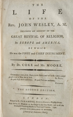 1792 LIFE OF JOHN WESLEY METHODIST Quarter-Bound Leather Binding COKE & Moore-image