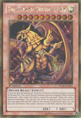 Lightly Played The Winged Dragon of Ra - PGLD-EN031 - Gold Secret Rare - 1st Edi-image