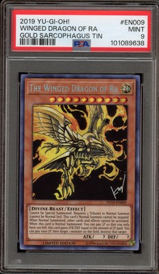 Yu-Gi-Oh! The Winged Dragon of Ra Gold Sarcophagus Tin TN19-EN009 PSA 9 Mint-image