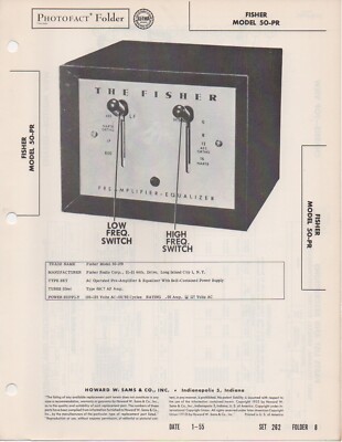 1955 FISHER 50-PR PREAMPLIFIER EQUALIZER SERVICE MANUAL PHOTOFACT SCHEMATIC FIX-image
