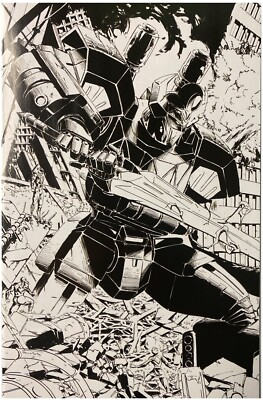 Godzilla vs. Mighty Morphin Power Rangers #2 Eskivo Black & White Virgin Variant-image