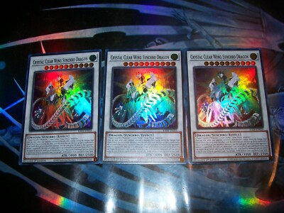 3x Crystal Clear Wing Synchro Dragon 1st Edition Super Rare RA04-EN059-image