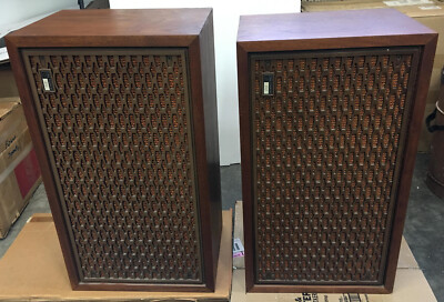 The Fisher 103 Floor Speakers 23'' WORK Vintage 1970s tower wood grate grill-image