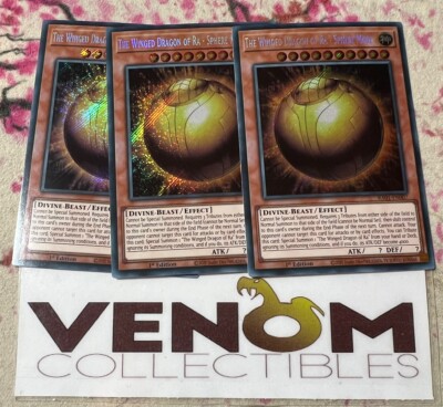 3x (M/NM) *EURO* The Winged Dragon of Ra - Sphere Mode RA01-EN007 Secret YuGiOh-image