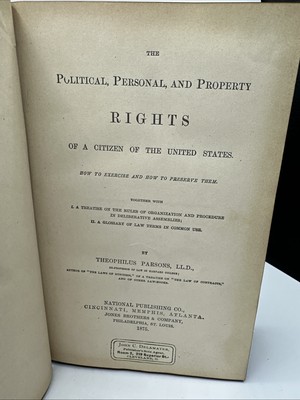 The Political, Personal, And Property Rights Of A Citizen Of The U.S., 1875-image