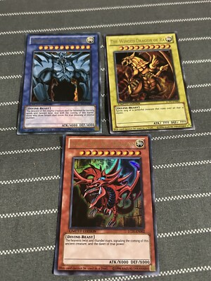 1st Edition God Cards YuGiOh Obelisk The Tormentor,Slifer, Winged Dragon of Ra-image