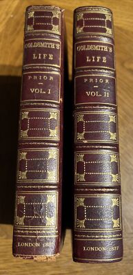 1837 2Vol The Life of Oliver Goldsmith James Prior First Edition Leather-image
