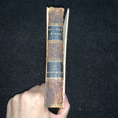 Oliver Goldsmith A Biography by Washington Irving 1855 Old Leather Book-image