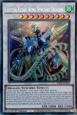 RA04-EN059 CRYSTAL CLEAR WING SYNCHRO DRAGON SECRET RARE 1ST EDITION YuGiOh CARD-image